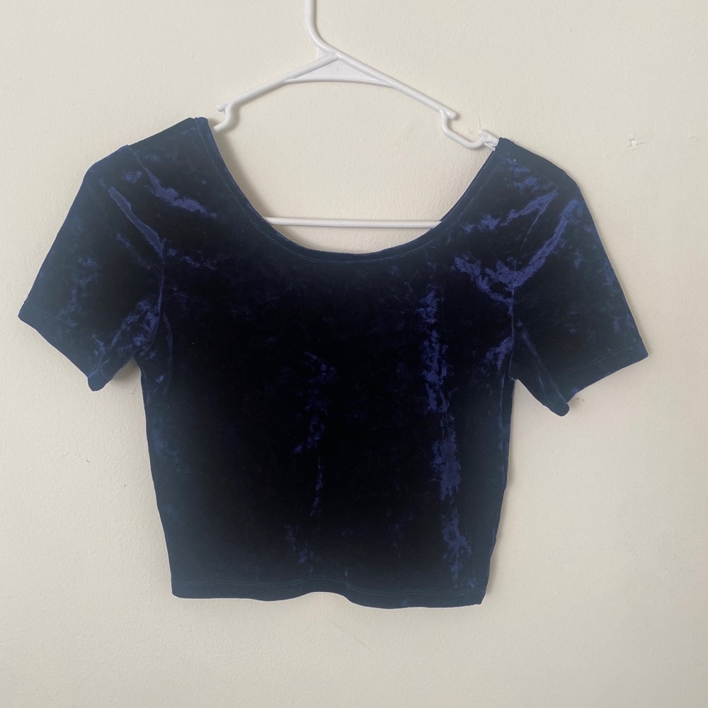 Blue velvet crop top